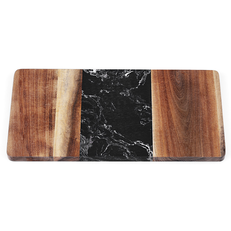 Acacia and stone kitchen serving board